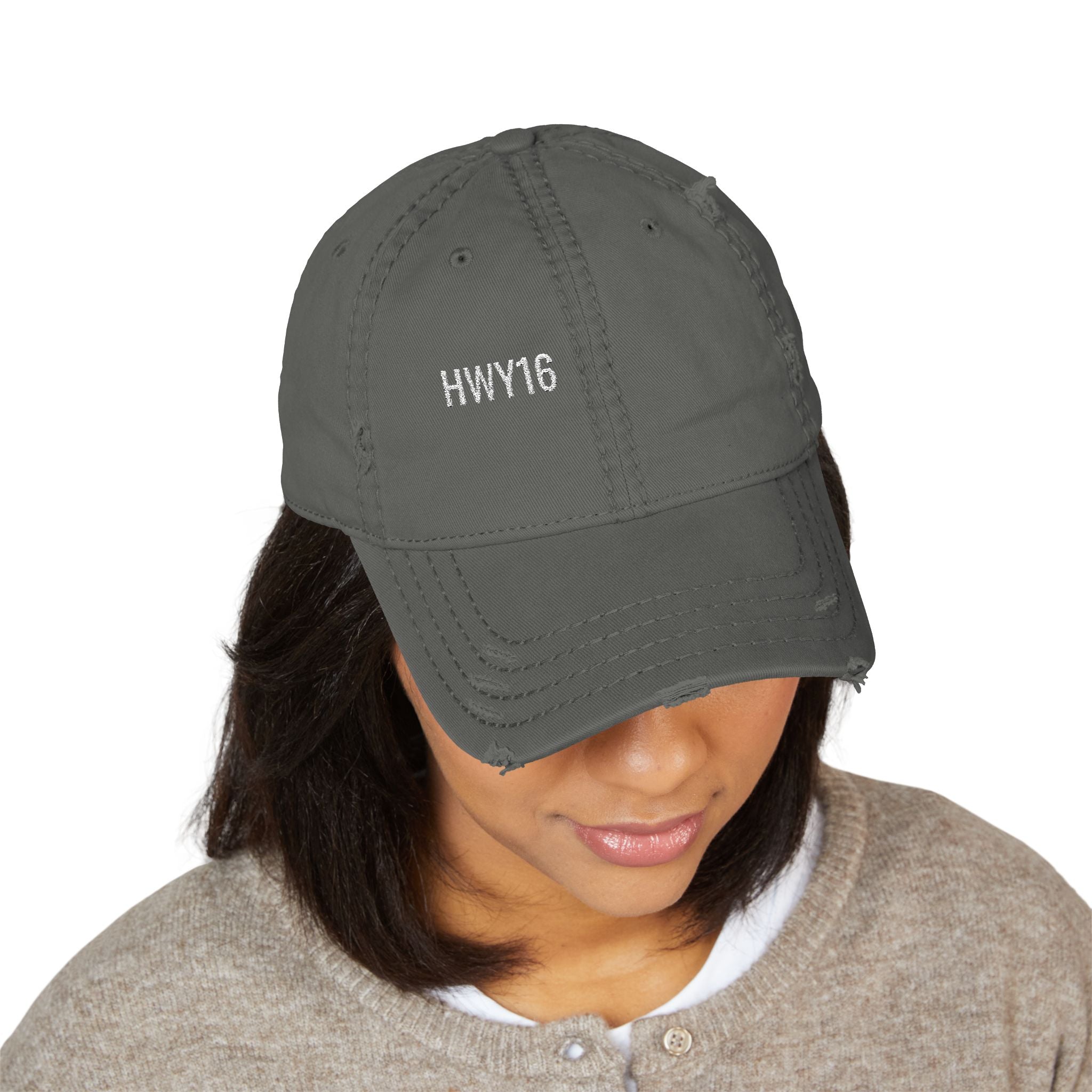 HWY16 Distressed Dad Cap — Coal