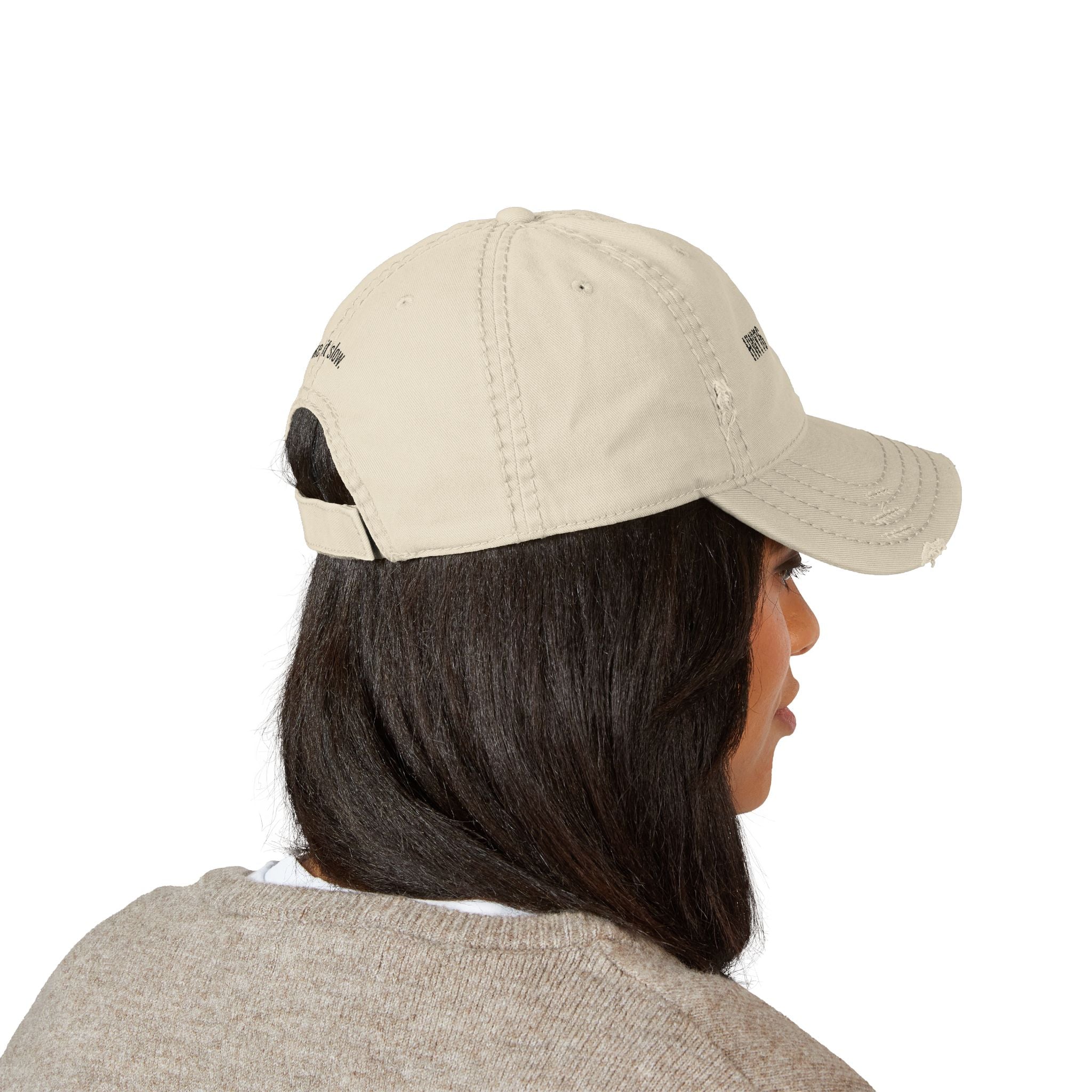 HWY16 Distressed Dad Cap — Bone